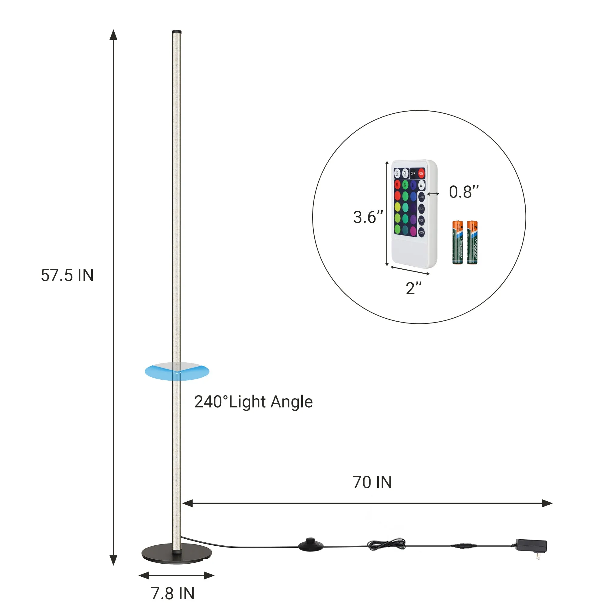 RGBW Corner Floor Lamp with Remote-HFLK02R