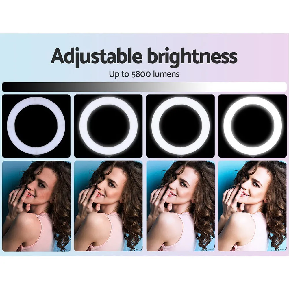 Ring Light 19" LED 5800Lm Black Dimmable Diva With Stand Make Up Studio Video