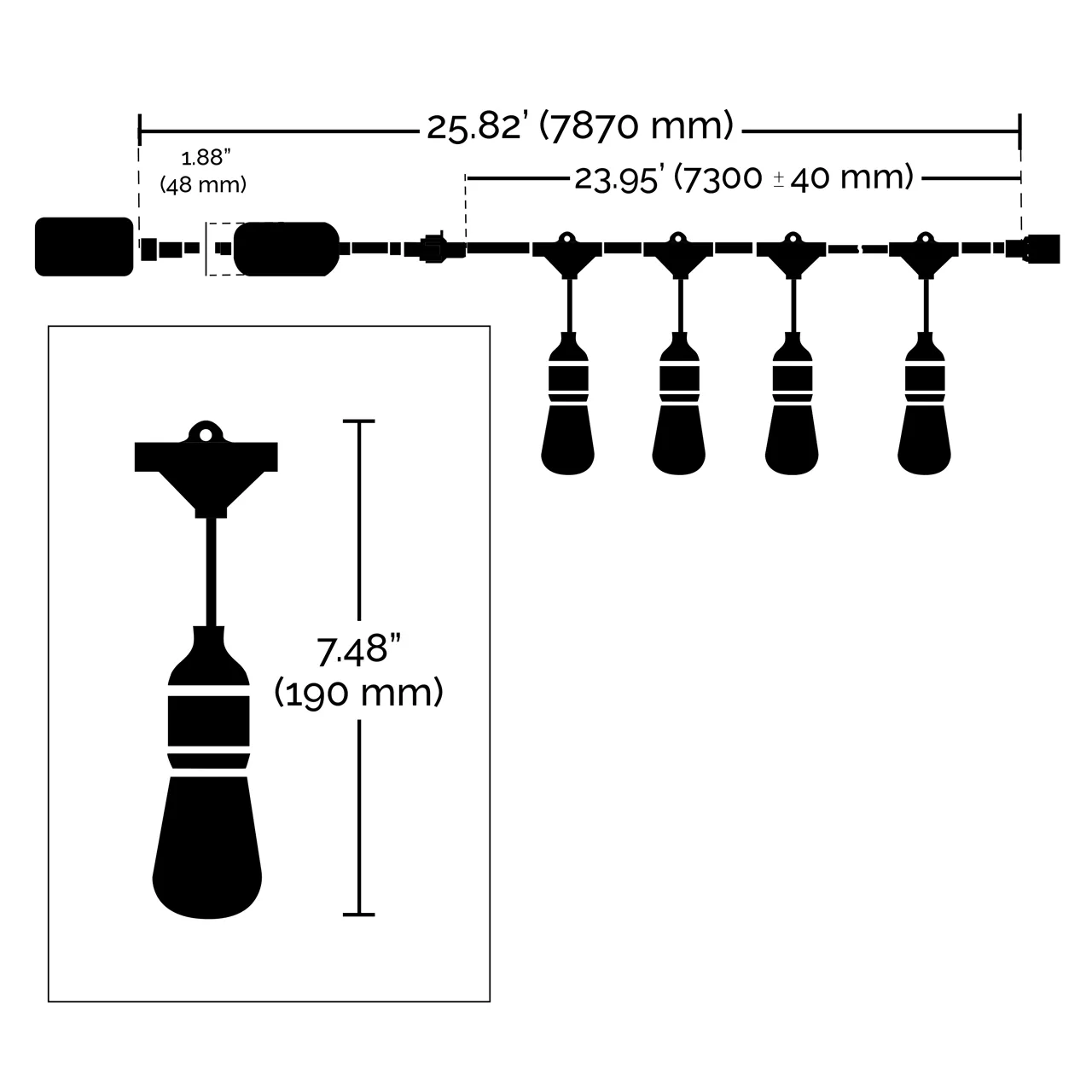 Satco S11290 24' RGB and Warm White 10-Light Outdoor String Light