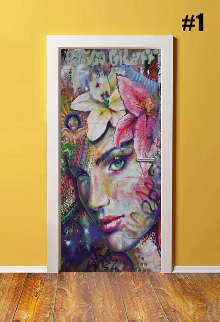 Self Adhesive Renew Home Decor Sexy Girl 3d Door Sticker Print Art Waterproof Wallpaper Mural Wardrobe Renovation Decal Picture