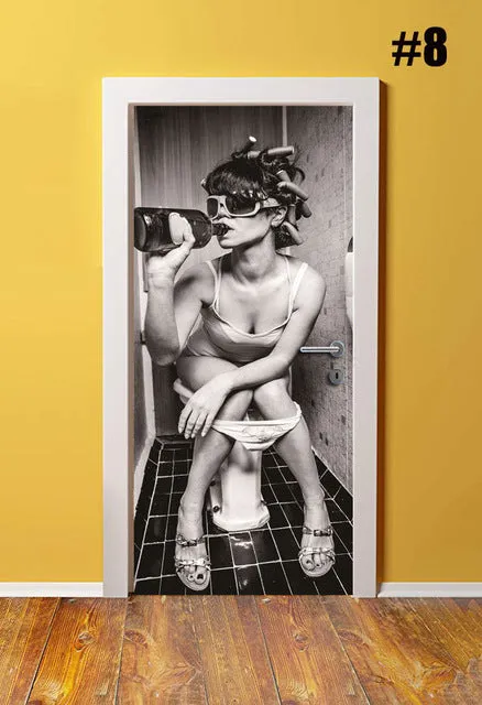 Self Adhesive Renew Home Decor Sexy Girl 3d Door Sticker Print Art Waterproof Wallpaper Mural Wardrobe Renovation Decal Picture