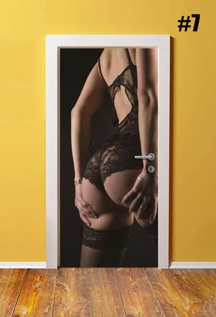 Self Adhesive Renew Home Decor Sexy Girl 3d Door Sticker Print Art Waterproof Wallpaper Mural Wardrobe Renovation Decal Picture