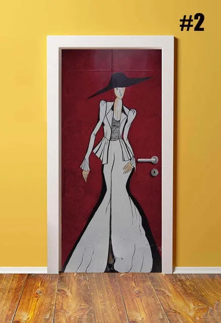 Self Adhesive Renew Home Decor Sexy Girl 3d Door Sticker Print Art Waterproof Wallpaper Mural Wardrobe Renovation Decal Picture