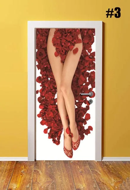 Self Adhesive Renew Home Decor Sexy Girl 3d Door Sticker Print Art Waterproof Wallpaper Mural Wardrobe Renovation Decal Picture