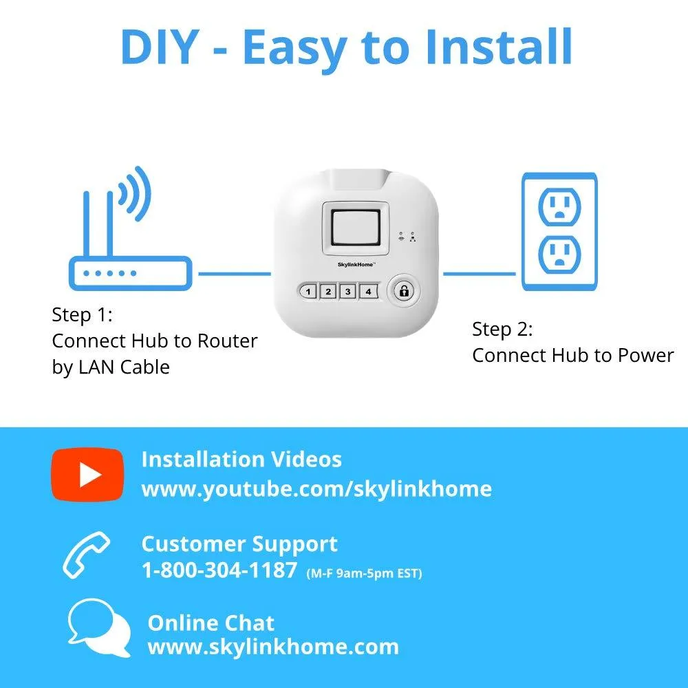 Skylink SK-250 Alarm Camera Deluxe Connected Wireless Security Home Automation System, Ios Iphone Android Smartphone, Echo Alexa and Ifttt Compatible with No Monthly Fees, White