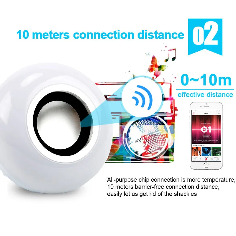 Smart E27 RGB Bluetooth Speaker LED Bulb Light 12W Music Playing Dimmable Wireless Led Lamp with 24 Keys Remote Control