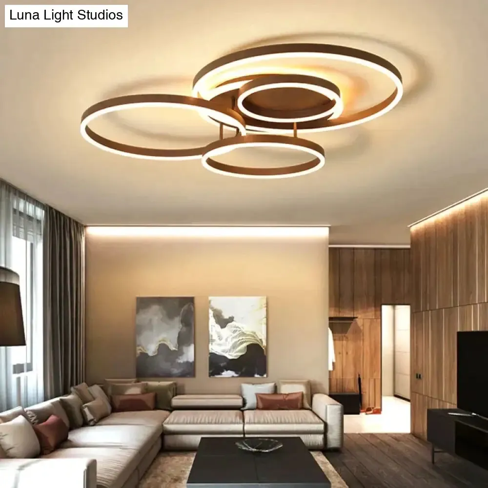 Surface Mounted Modern Led Ceiling Light For Living Room Bedroom Dining Room White&Coffee Lustre Chandelier Ceiling Lamp Fixture