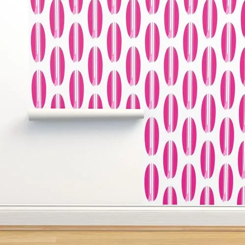 Surfer Girl Pink and Soft Pink Classic Surfboards Wallpaper