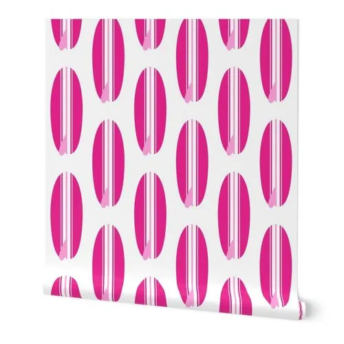 Surfer Girl Pink and Soft Pink Classic Surfboards Wallpaper