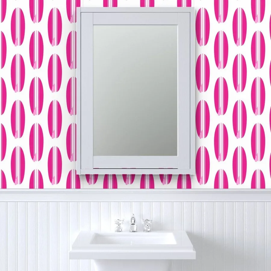 Surfer Girl Pink and Soft Pink Classic Surfboards Wallpaper