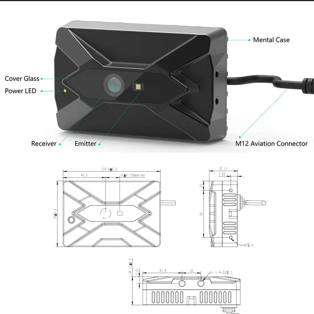 Synexens Industrial TOF Sensor Depth 3D camera Rangefinder-CS20-P
