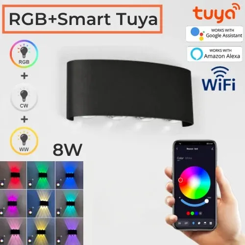 Tuya RGB LED Wall Lamps Outdoor Up Down IP65 Waterproof Garden Sconce Porch Yard Google Alexa APP Exterior Wall Lights AC85-265V