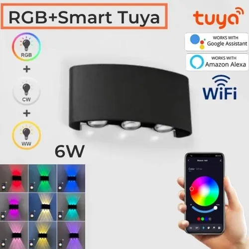 Tuya RGB LED Wall Lamps Outdoor Up Down IP65 Waterproof Garden Sconce Porch Yard Google Alexa APP Exterior Wall Lights AC85-265V