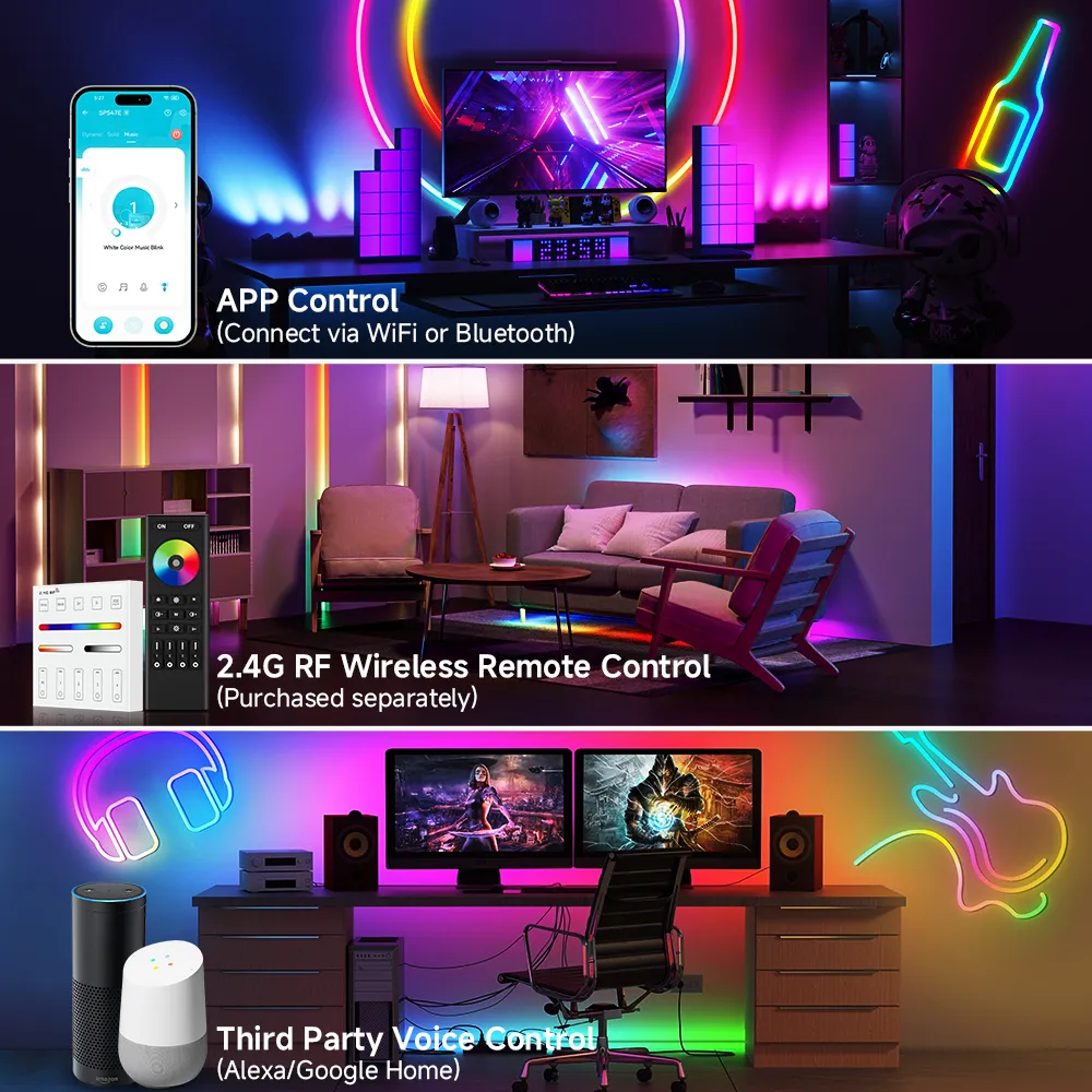 Tuya Wifi LED Controller Work with Alexa Google Assistance for SPI RGBWIC SK6812 RGBW WS2814 COB 784 896 Addressable LED Light