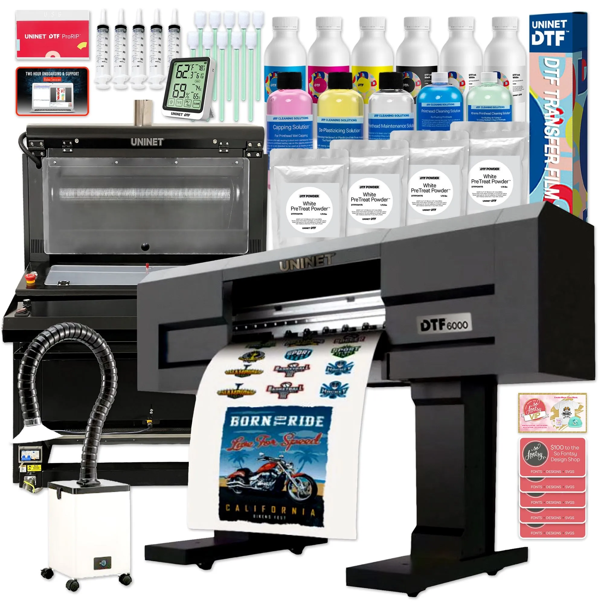 Uninet 6000 Direct To Film (DTF) Dual Head 24" Roll Printer, Slim Shaker & Training