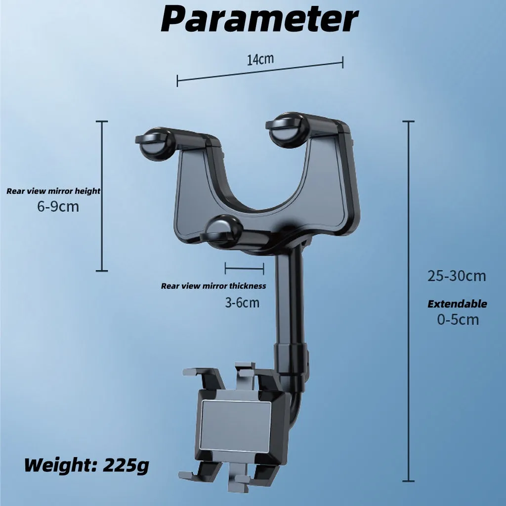 Universal 360° Rotatable Car Rearview Mirror Smart Phone Holder Retractable Rear View Mount Smartphone Rotating Bracket