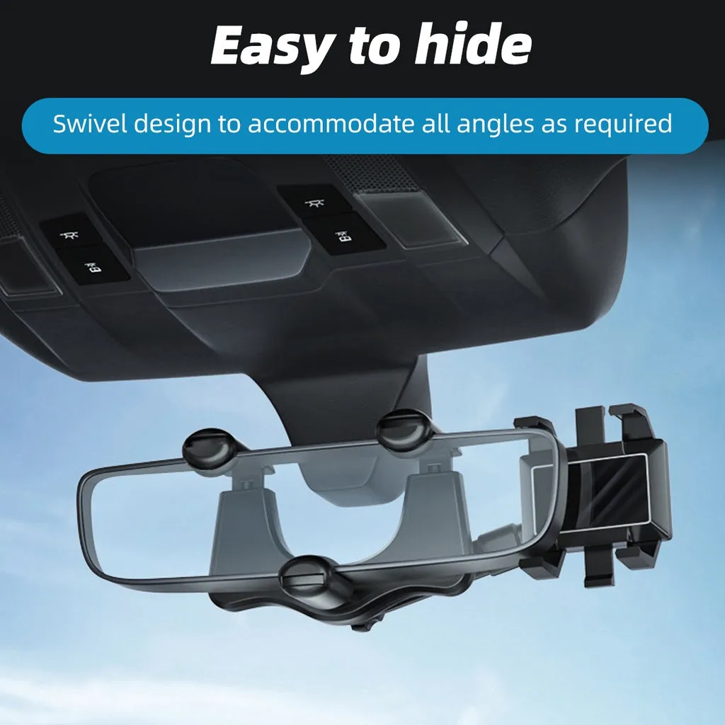 Universal 360° Rotatable Car Rearview Mirror Smart Phone Holder Retractable Rear View Mount Smartphone Rotating Bracket