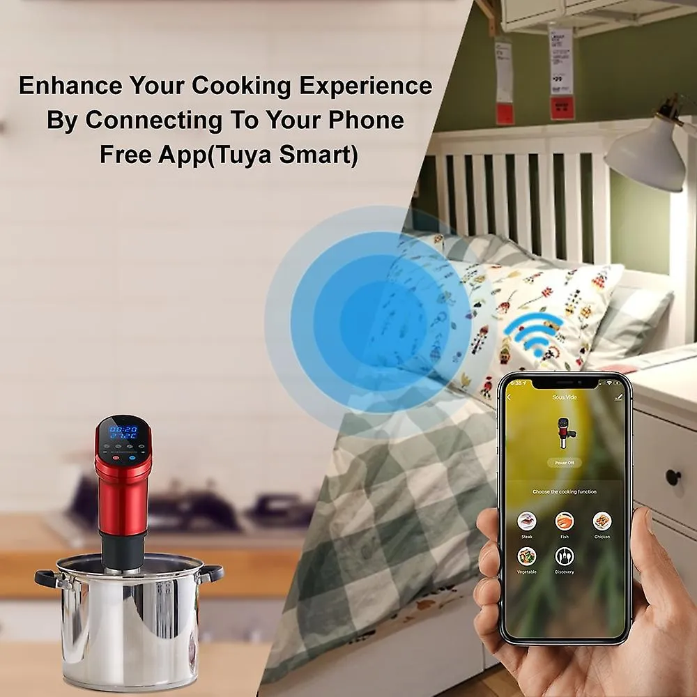US plug Smart Wifi Control SoUS Vide Cooker 1200W Immersion Circulator Vacuum Heater US plug Black