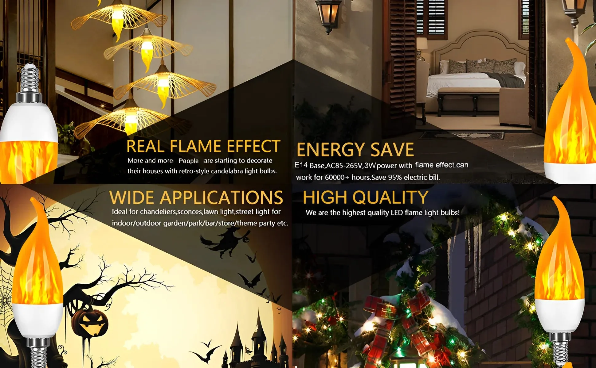USB E14 E27 B22 Led Simulated Flame Bulbs 9W AC85-265V Luces Home Electronic Accessories Lamp Flame light Effect Bulbs Lampada