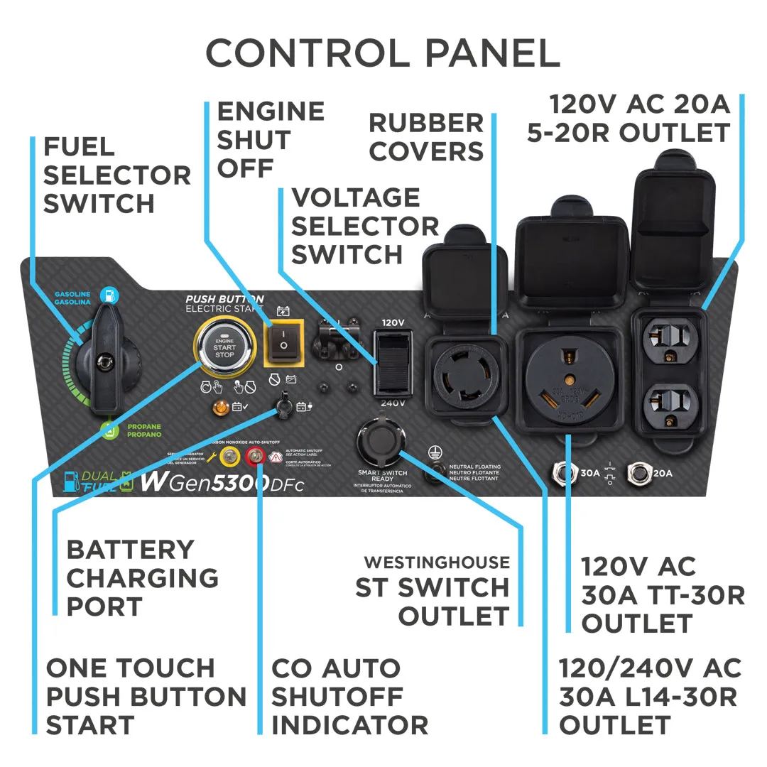 WGen5300DFc - Dual Fuel with CO Sensor