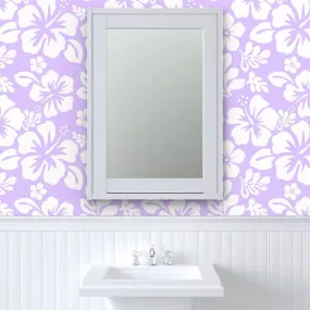 White Hawaiian Flowers on Lavender Wallpaper