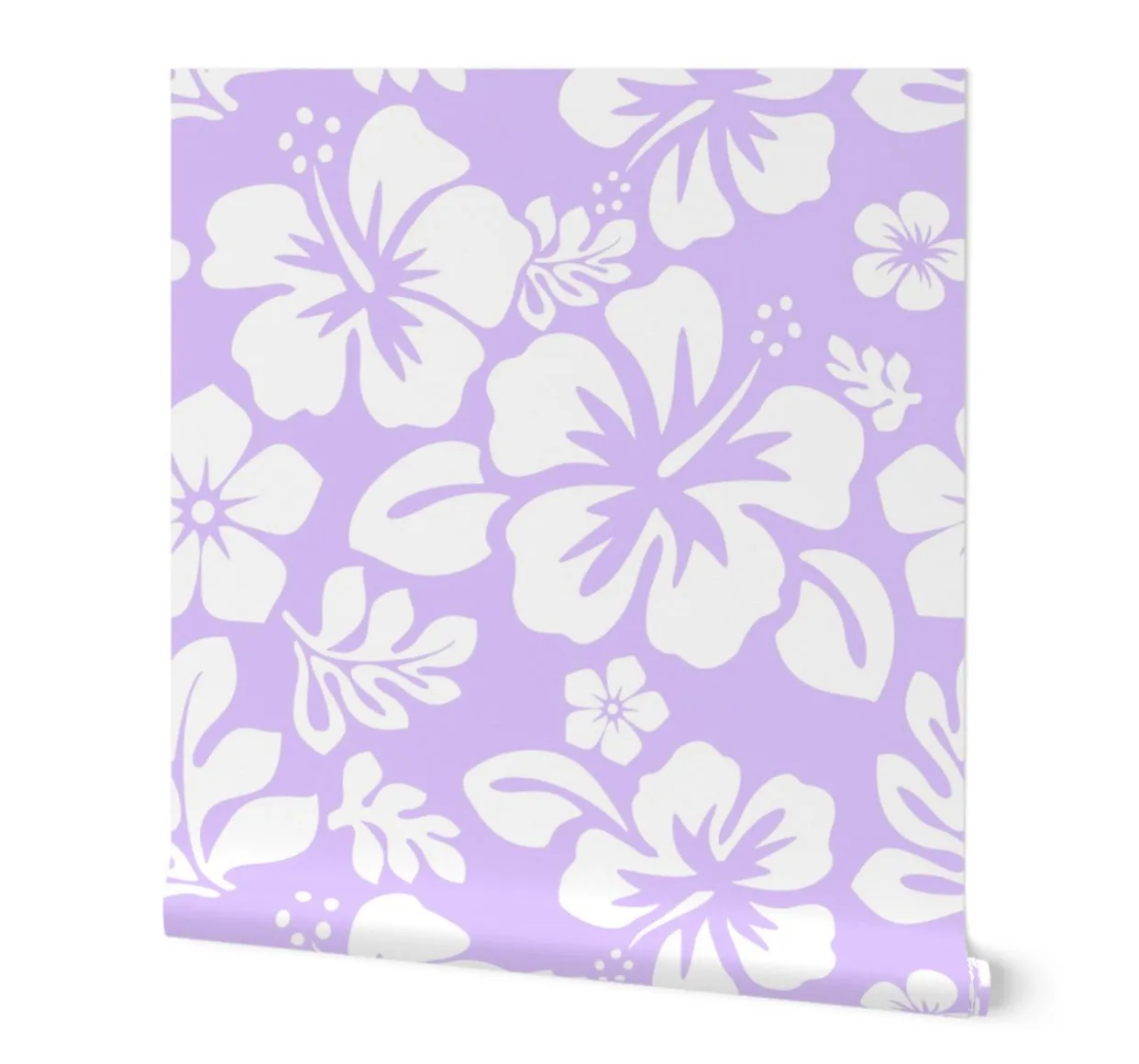 White Hawaiian Flowers on Lavender Wallpaper