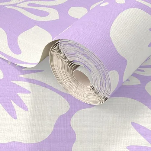 White Hawaiian Flowers on Lavender Wallpaper