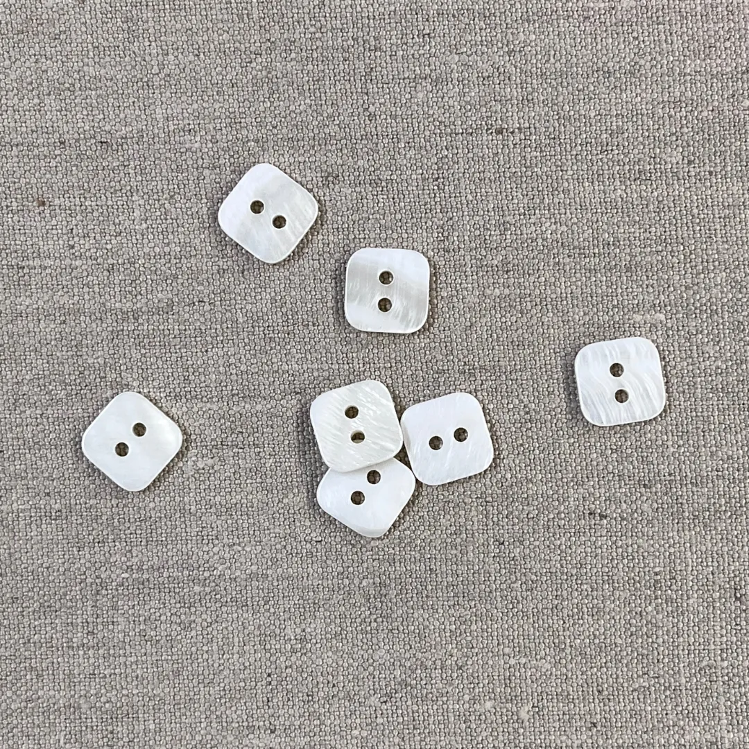 White Shell Buttons-Square