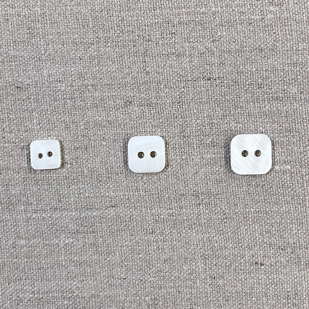 White Shell Buttons-Square