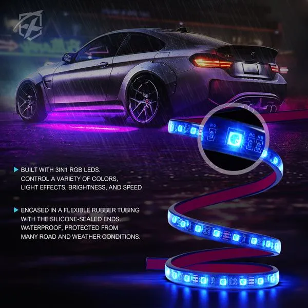 Xprite LED RGB Underbody Glow Kit Fusion Series  with Remote Control and Bluetooth - UGL-62713-G1