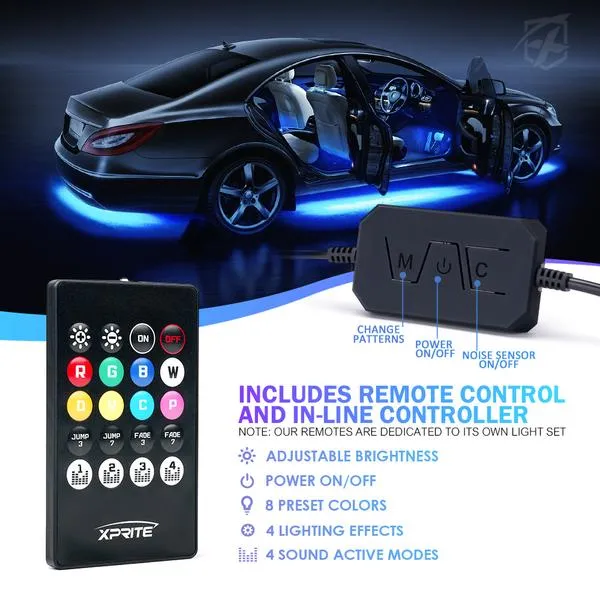 Xprite LED RGB Underbody Glow Kit Fusion Series  with Remote Control and Bluetooth - UGL-62713-G1