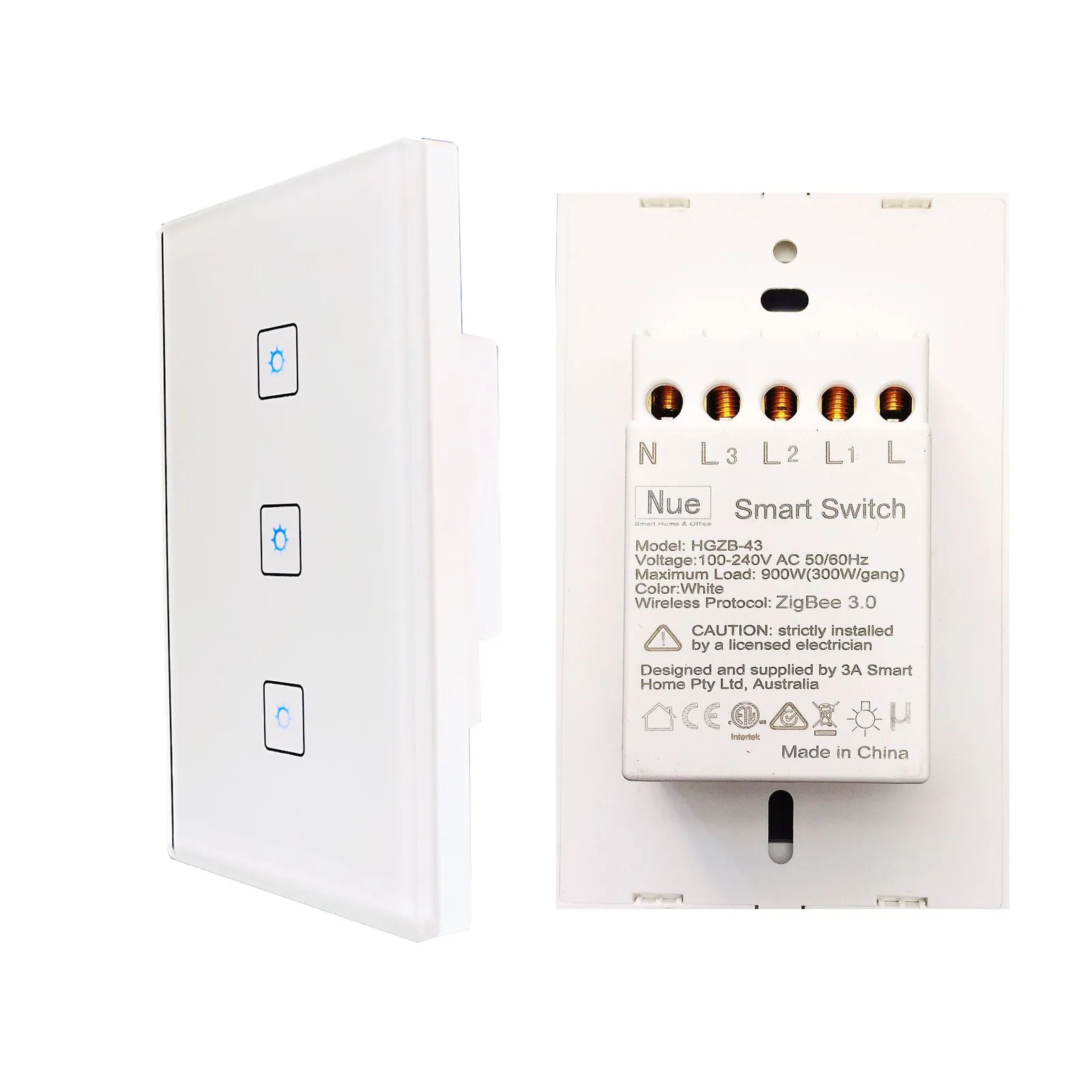 ZigBee Smart 3 Gang Switch for SmartThings, Hubitat Hub, Philips Hue